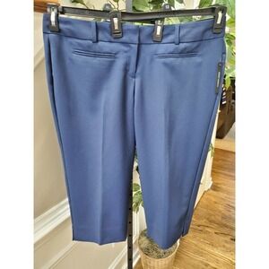 Worthington Women's Solid Blue Polyester Mid Rise Modern Fit Dress Pant Size 14W